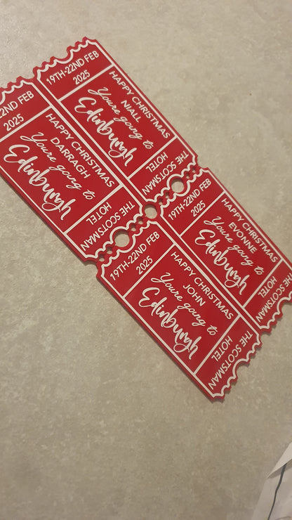 Personalised Acrylic Gift Ticket - Concert, Holiday & Experience Reveal
