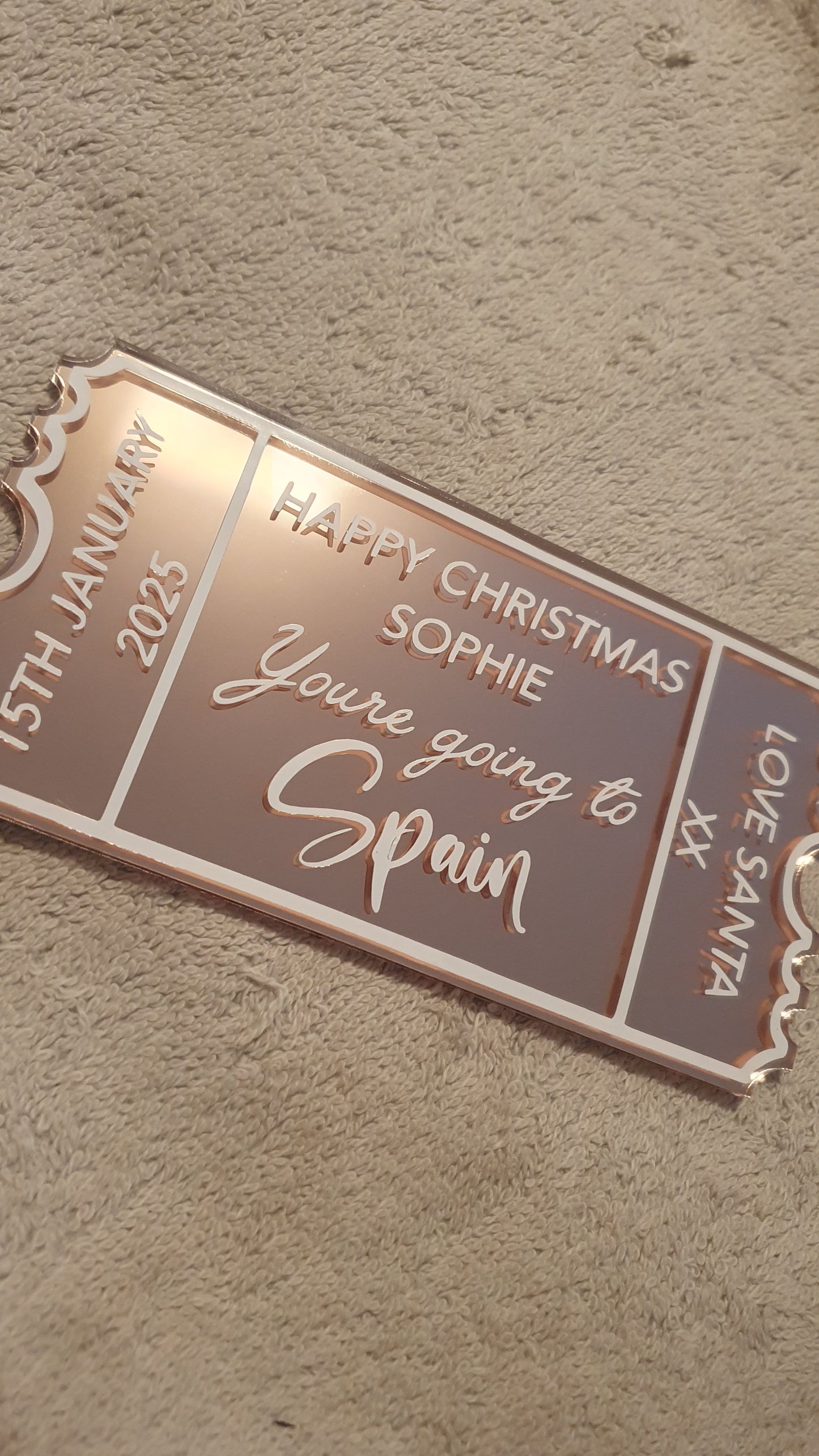 Personalised Acrylic Gift Ticket - Concert, Holiday & Experience Reveal