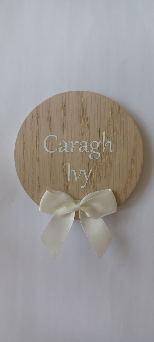 Personalised Baby Name Announcement Plaque with Bow | Ireland