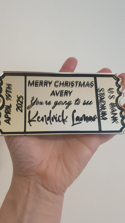 Personalised Acrylic Gift Ticket - Concert, Holiday & Experience Reveal