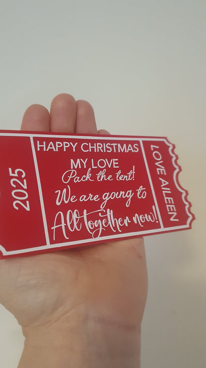 Personalised Acrylic Gift Ticket - Concert, Holiday & Experience Reveal