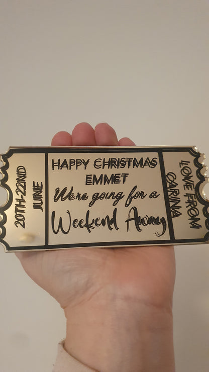 Personalised Acrylic Gift Ticket - Concert, Holiday & Experience Reveal