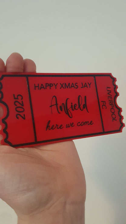 Personalised Acrylic Gift Ticket - Concert, Holiday & Experience Reveal