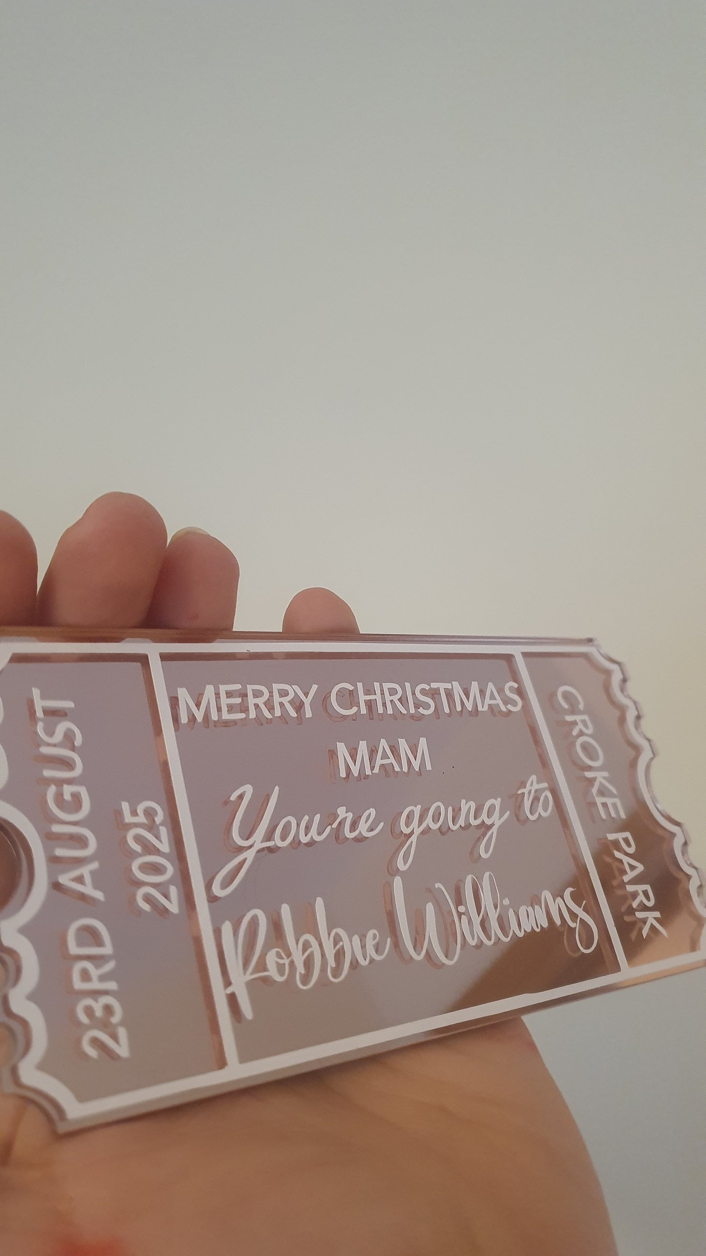 Personalised Acrylic Gift Ticket - Concert, Holiday & Experience Reveal