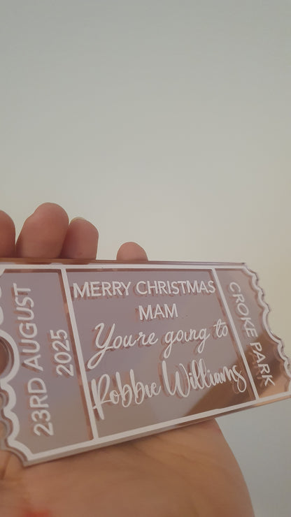 Personalised Acrylic Gift Ticket - Concert, Holiday & Experience Reveal