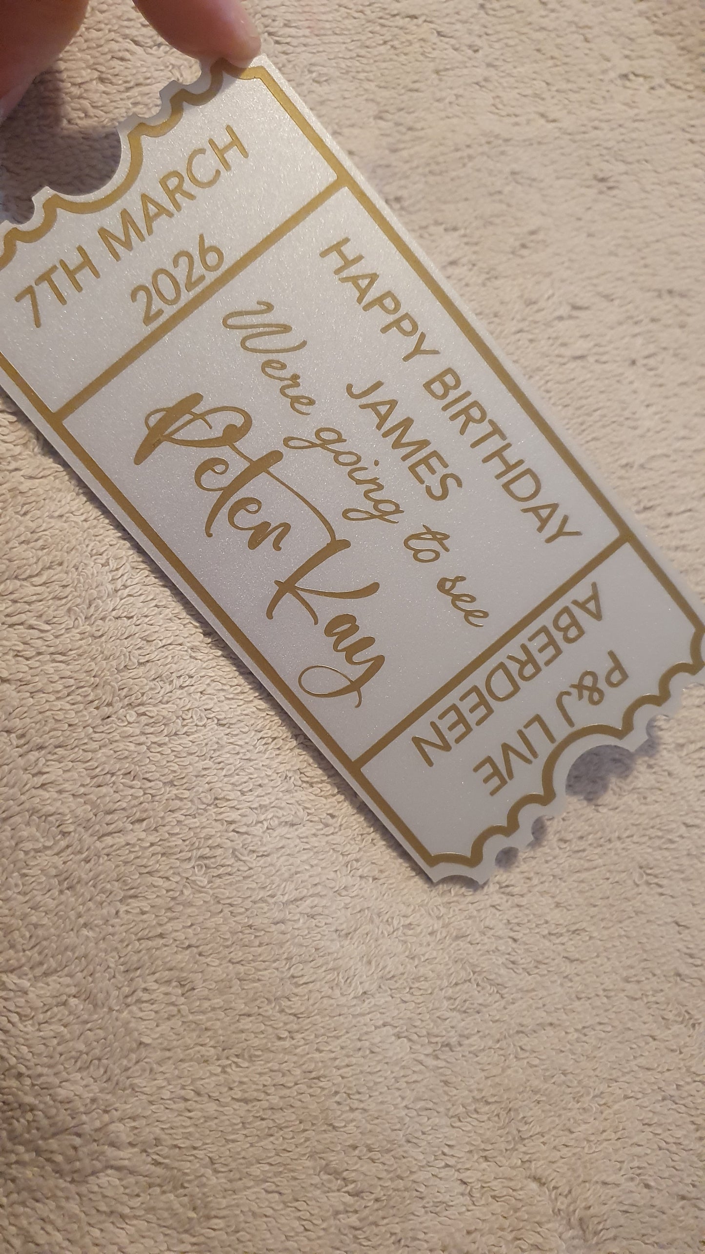 Personalised Acrylic Gift Ticket - Concert, Holiday & Experience Reveal