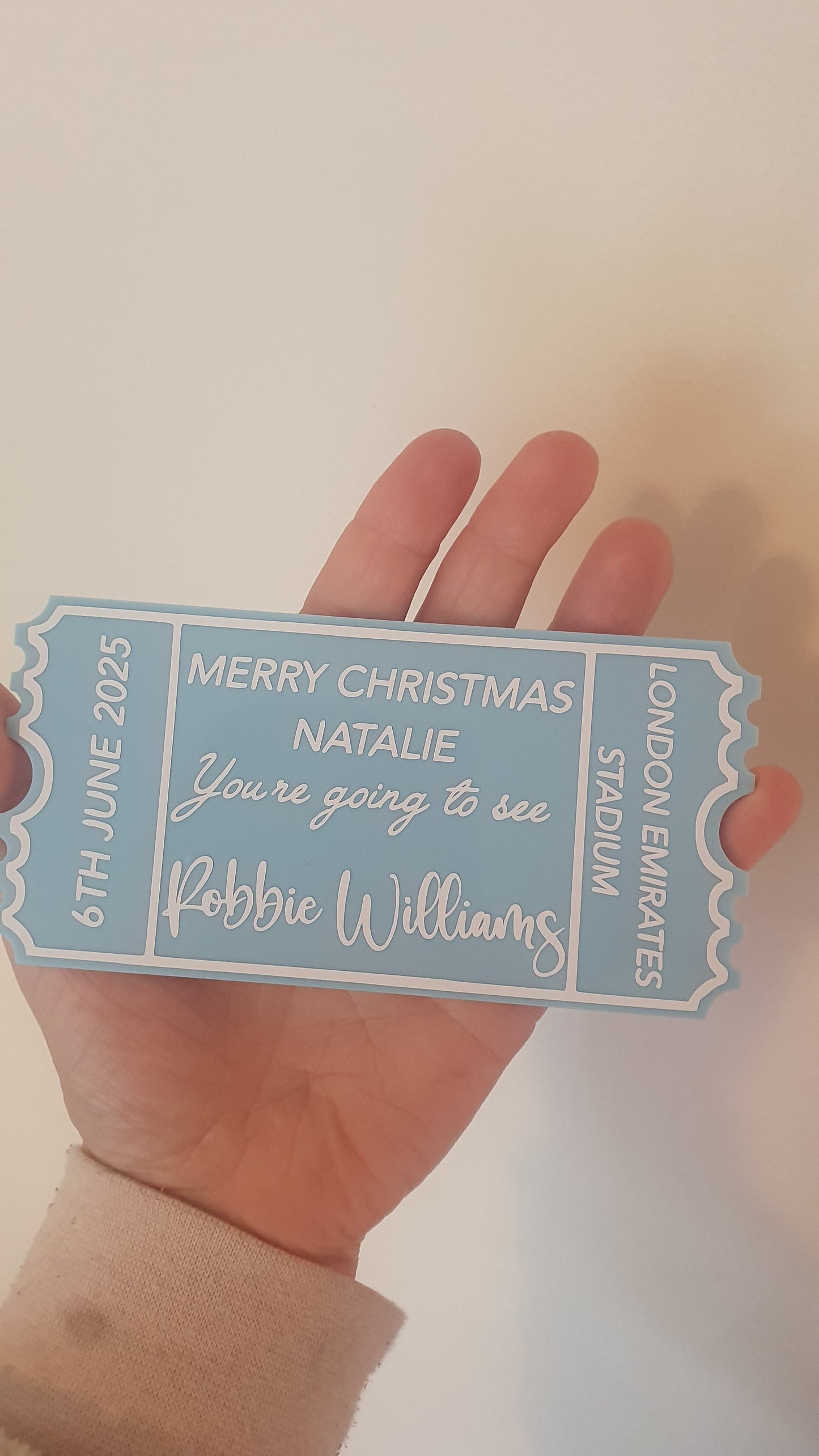 Personalised Acrylic Gift Ticket - Concert, Holiday & Experience Reveal