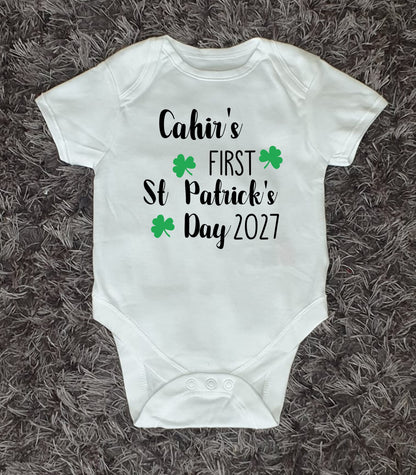 Personalised First St Patrick's Day Baby Vest - 2027