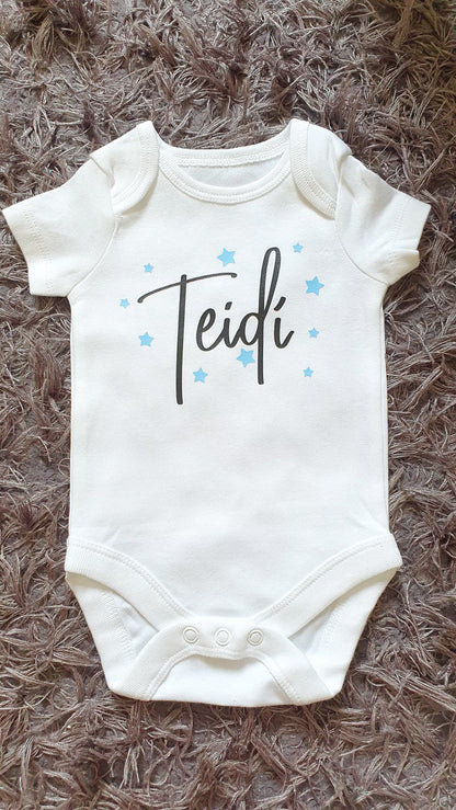 Personalised Baby Vest With Name And Stars, Custom Baby Gift